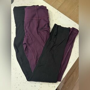 Lululemon Purple and Black winter running leggings, 8